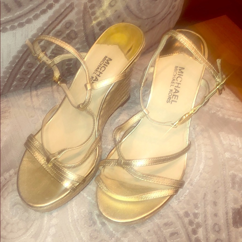 Michael Kors gold Wedges